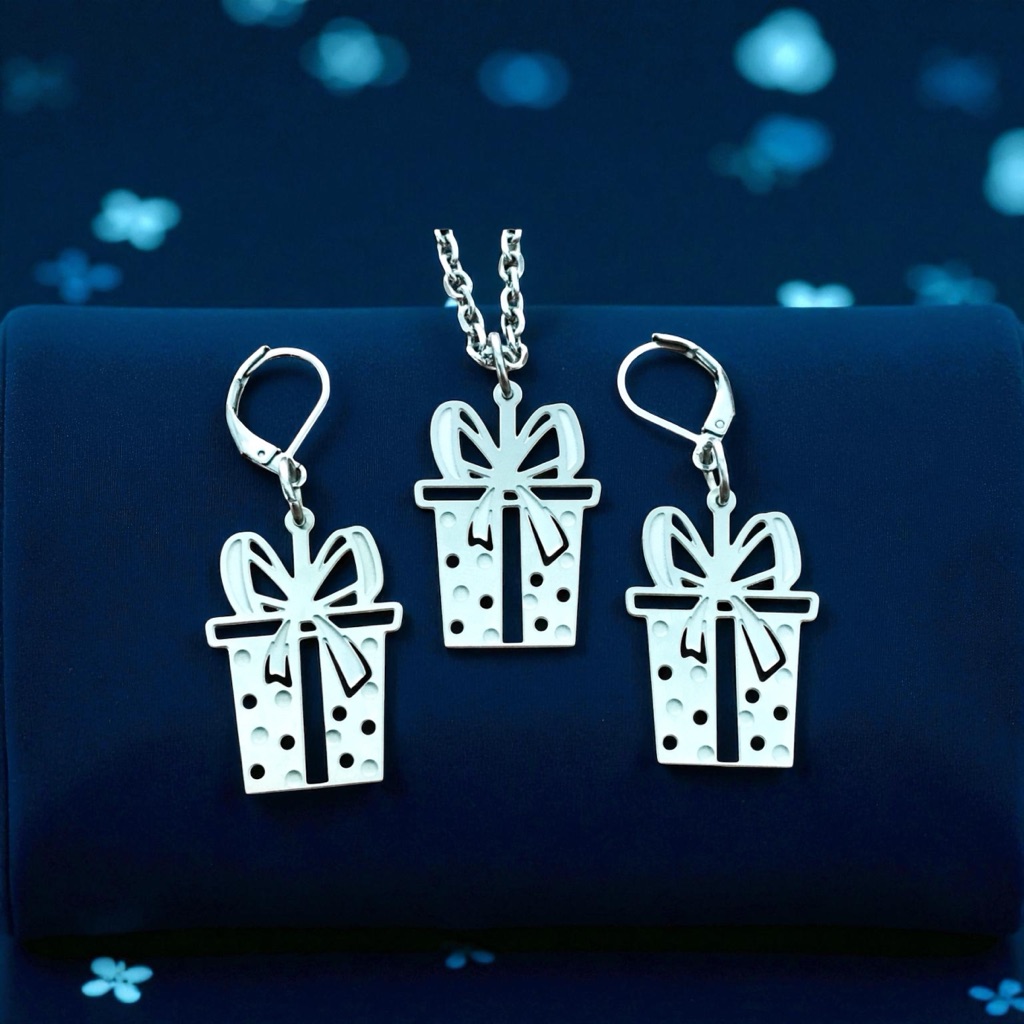 Birthday Day Girl Laser Etched Necklace And Earrings Set Present